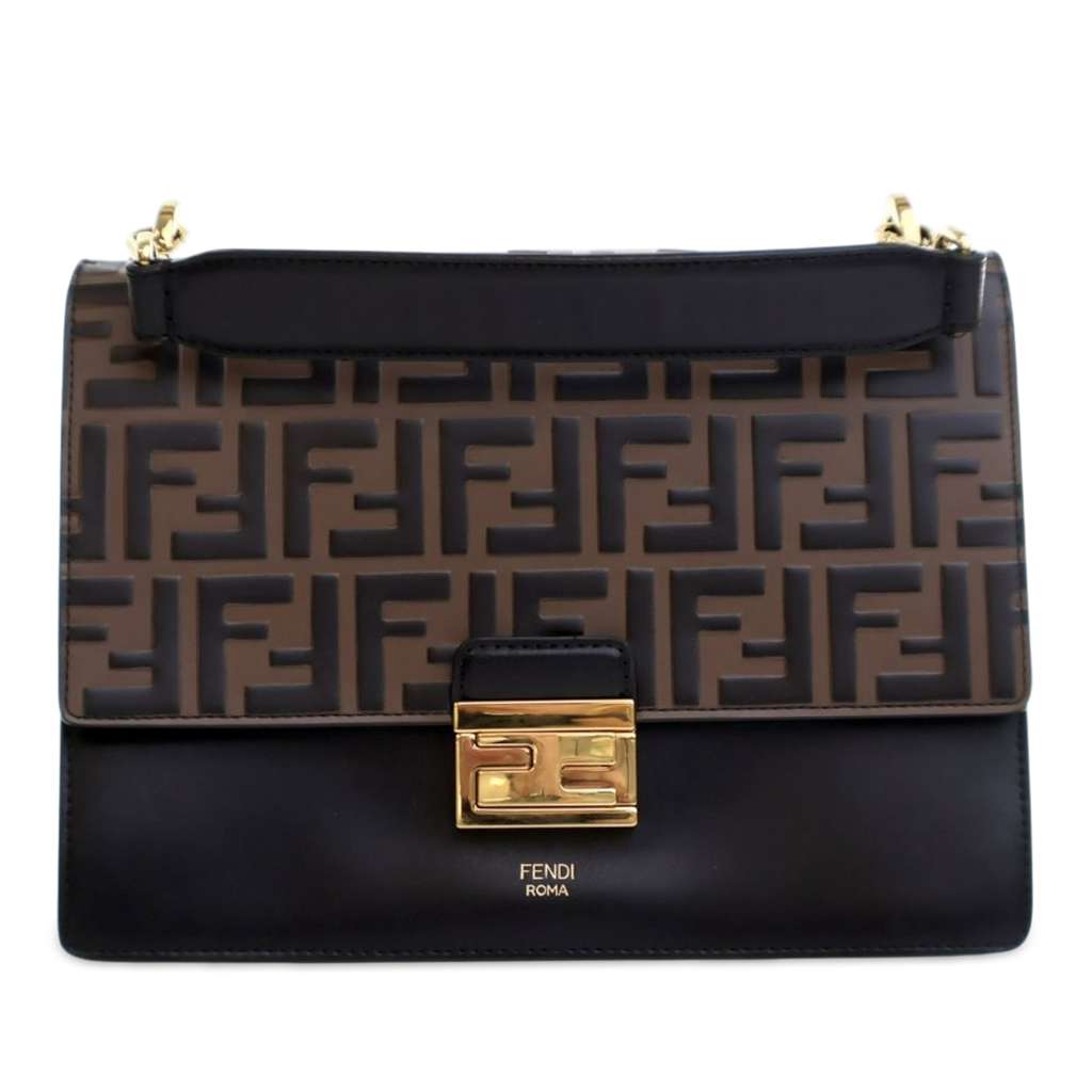 Fendi Medium FF 1974 Embossed Leather Kan U Top Handle Bag