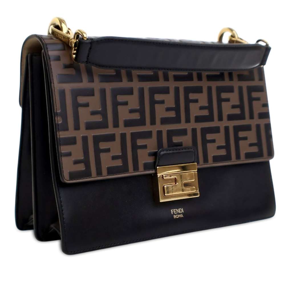 Fendi Medium FF 1974 Embossed Leather Kan U Top Handle Bag - Back view