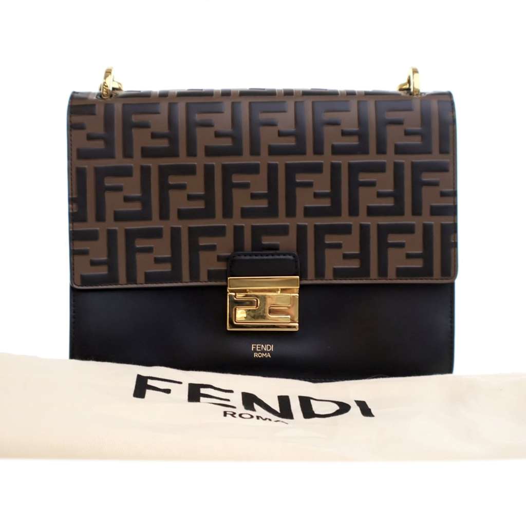 Fendi Medium FF 1974 Embossed Leather Kan U Top Handle Bag - Image 13
