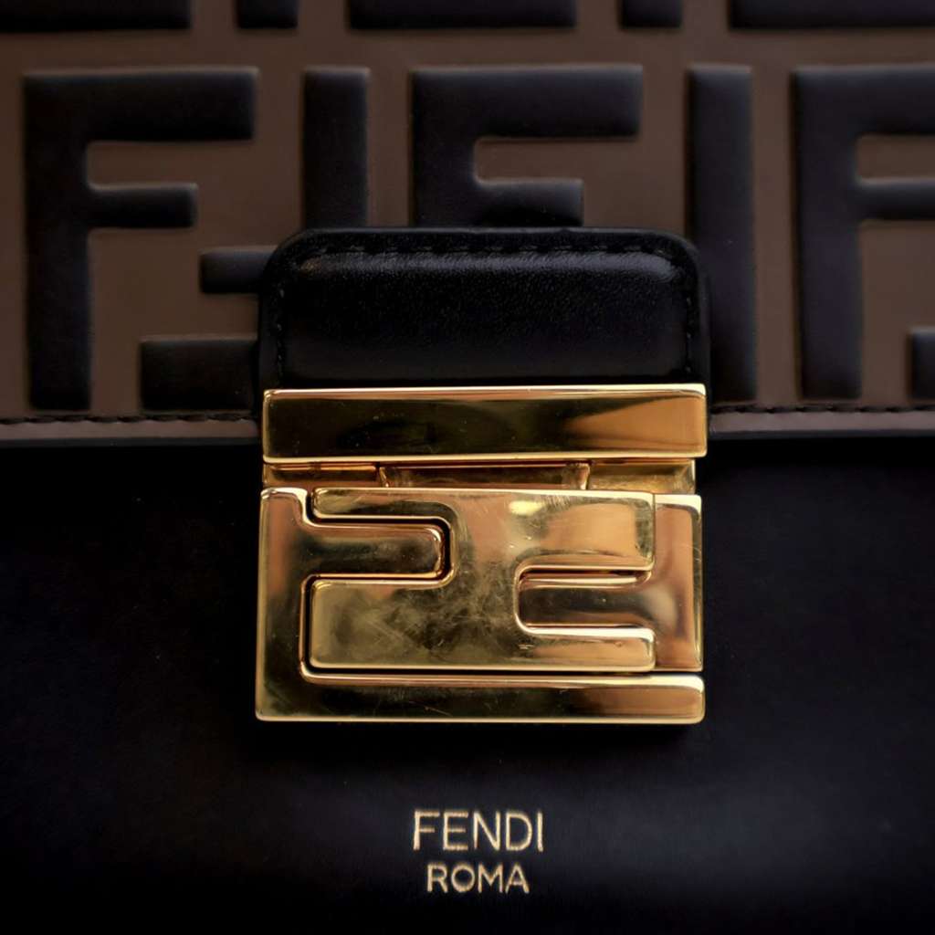 Fendi Medium FF 1974 Embossed Leather Kan U Top Handle Bag - Detail 1