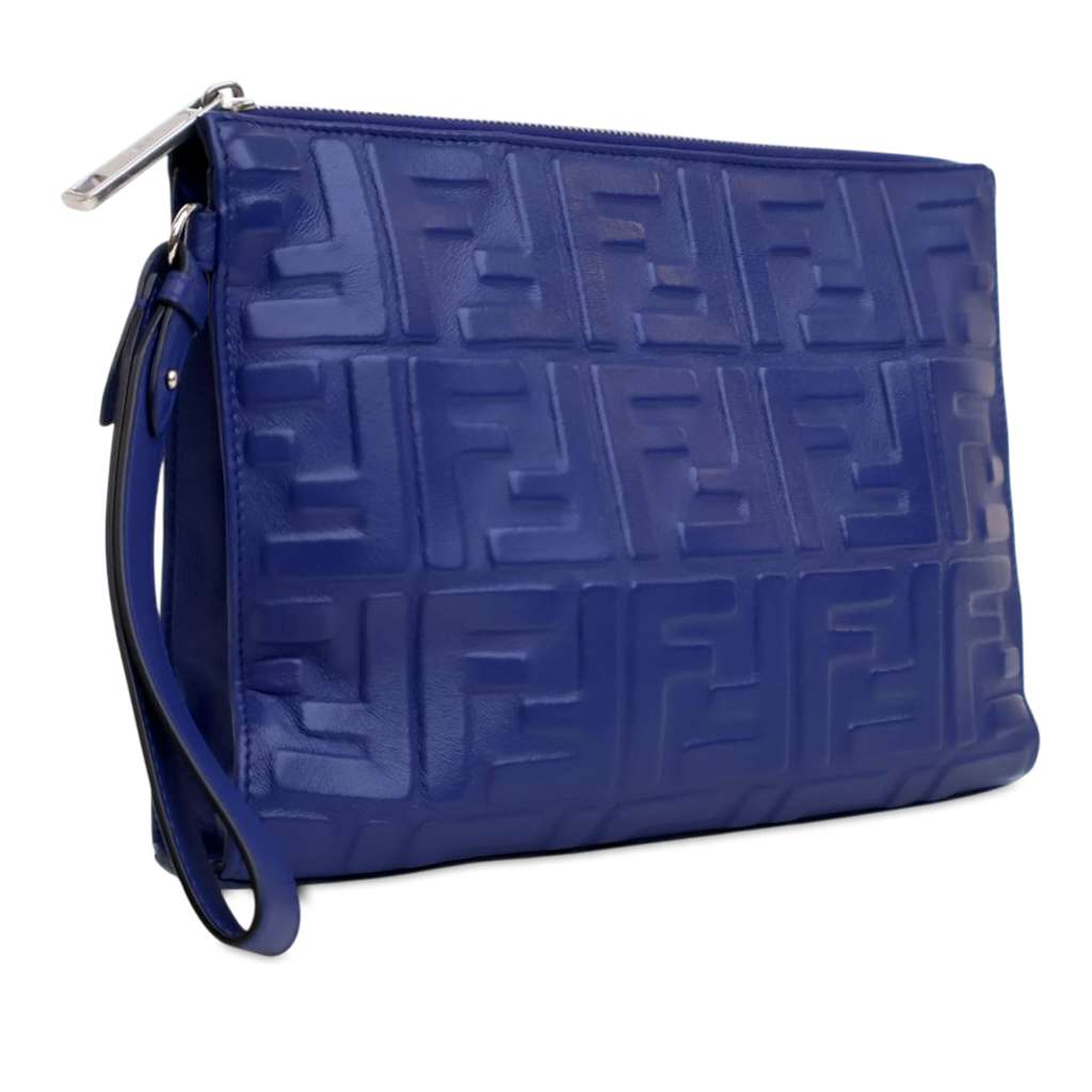 Fendi FF 1974 Embossed Leather Clutch - Back view
