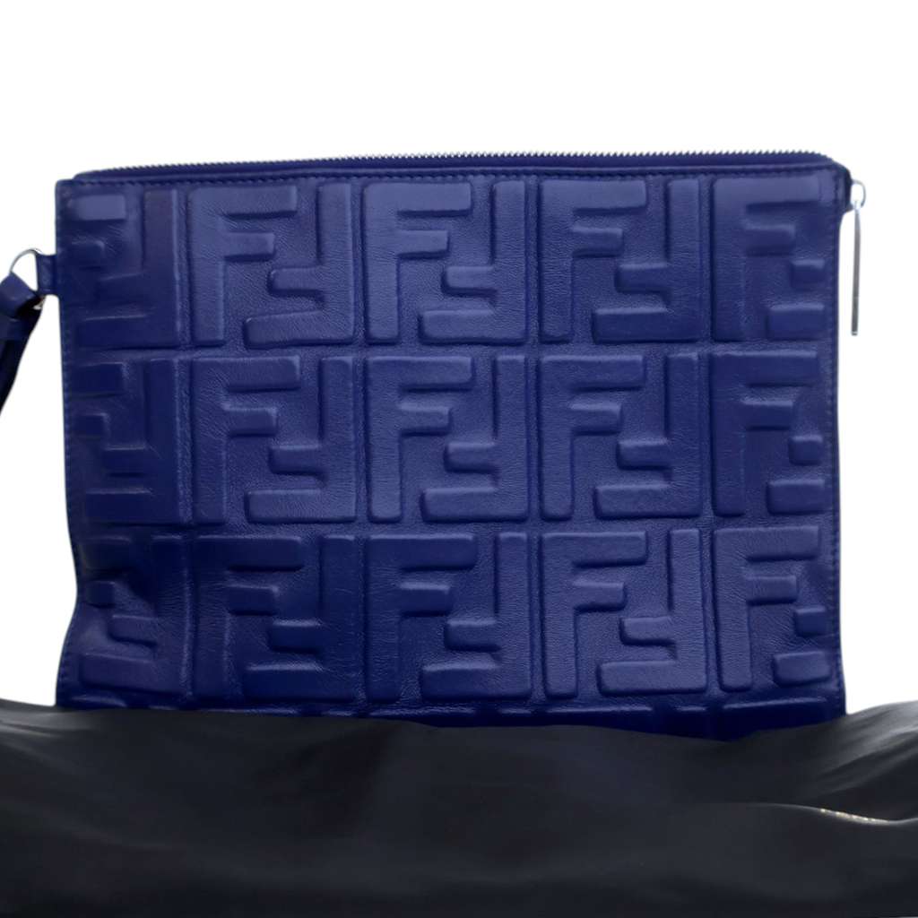 Fendi FF 1974 Embossed Leather Clutch - Image 13