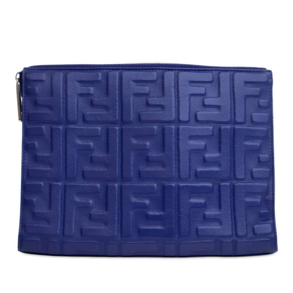 Fendi FF 1974 Embossed Leather Clutch - Image 6