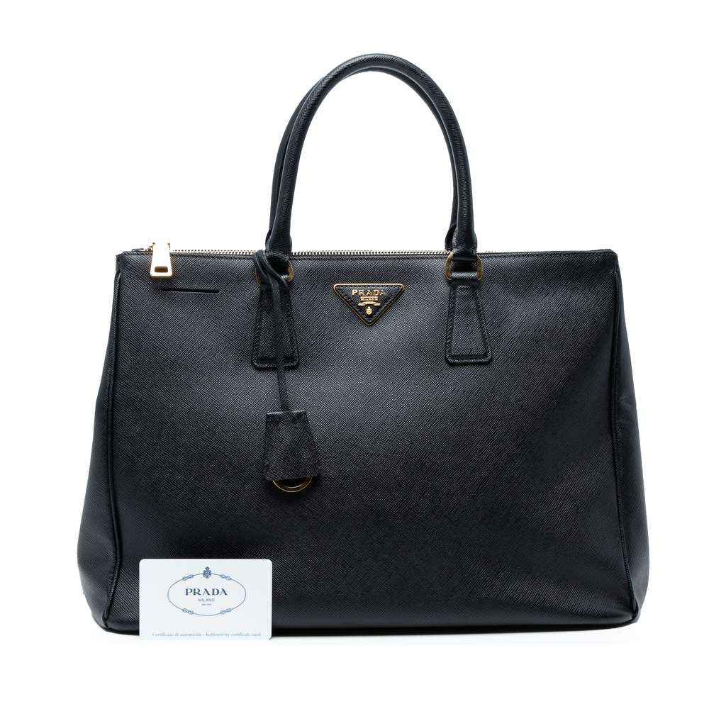Prada Large Saffiano Lux Galleria Double Zip Satchel - Detail 1