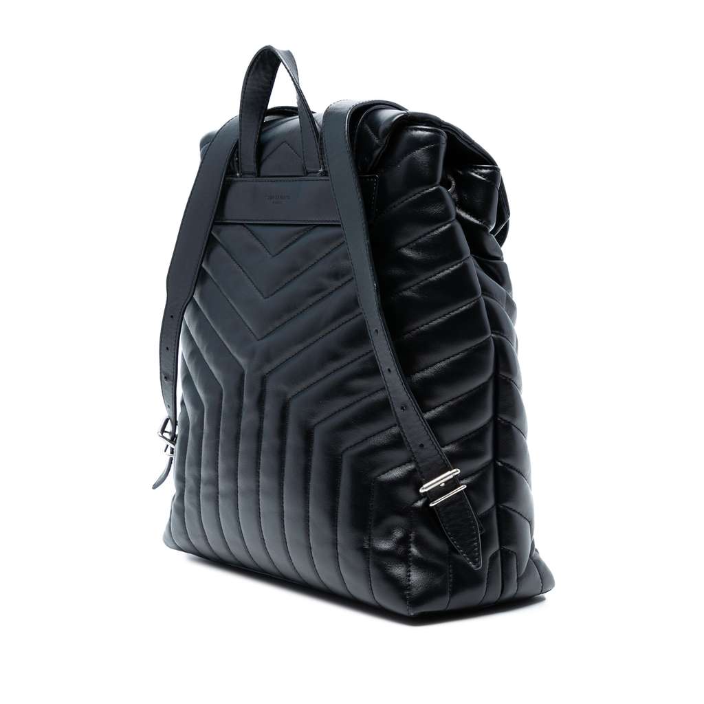 Saint Laurent Medium Matelasse Leather Monogram LouLou Backpack - Back view