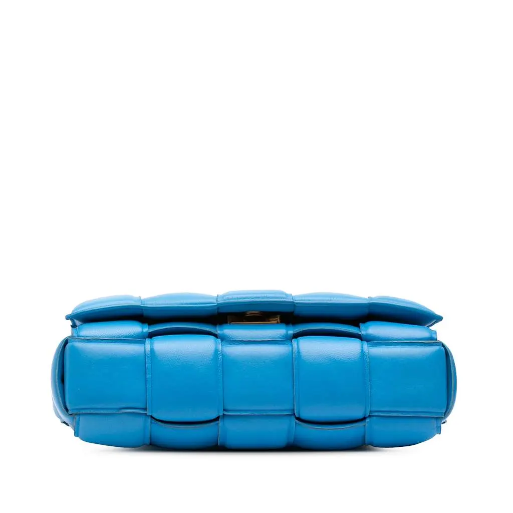 Bottega Veneta Nappa Intrecciato Padded Chain Cassette Satchel Blue Leather Good - Inside View