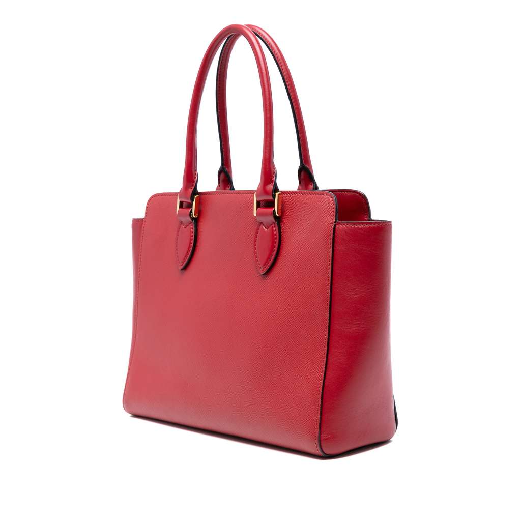Prada Soft Calf Trimmed Saffiano Lux Open Convertible Tote - Back view