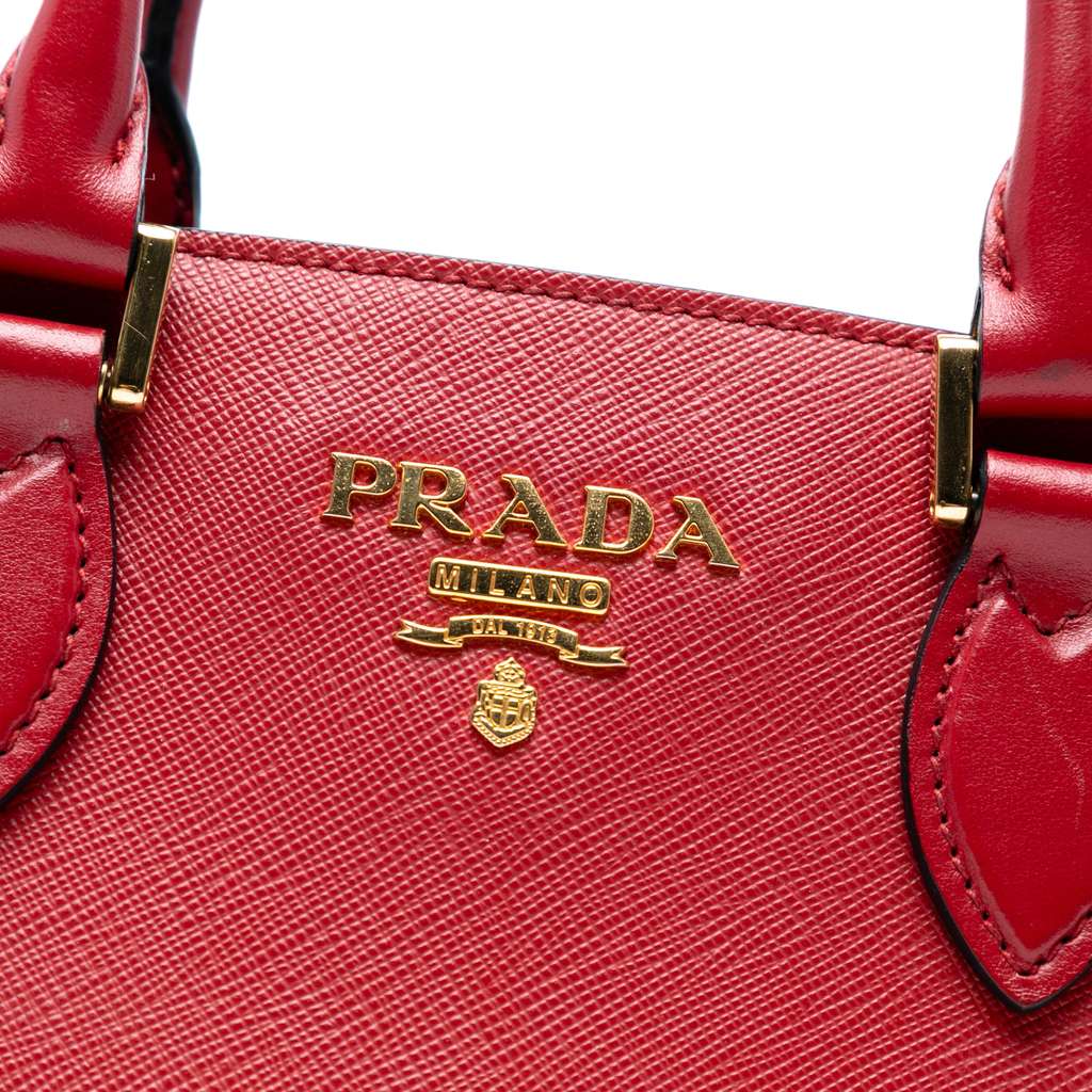 Prada Soft Calf Trimmed Saffiano Lux Open Convertible Tote - Side view