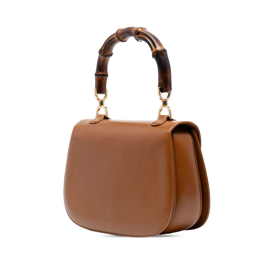 Gucci Small Grained Calfskin Bamboo Top Handle Bag - Back view