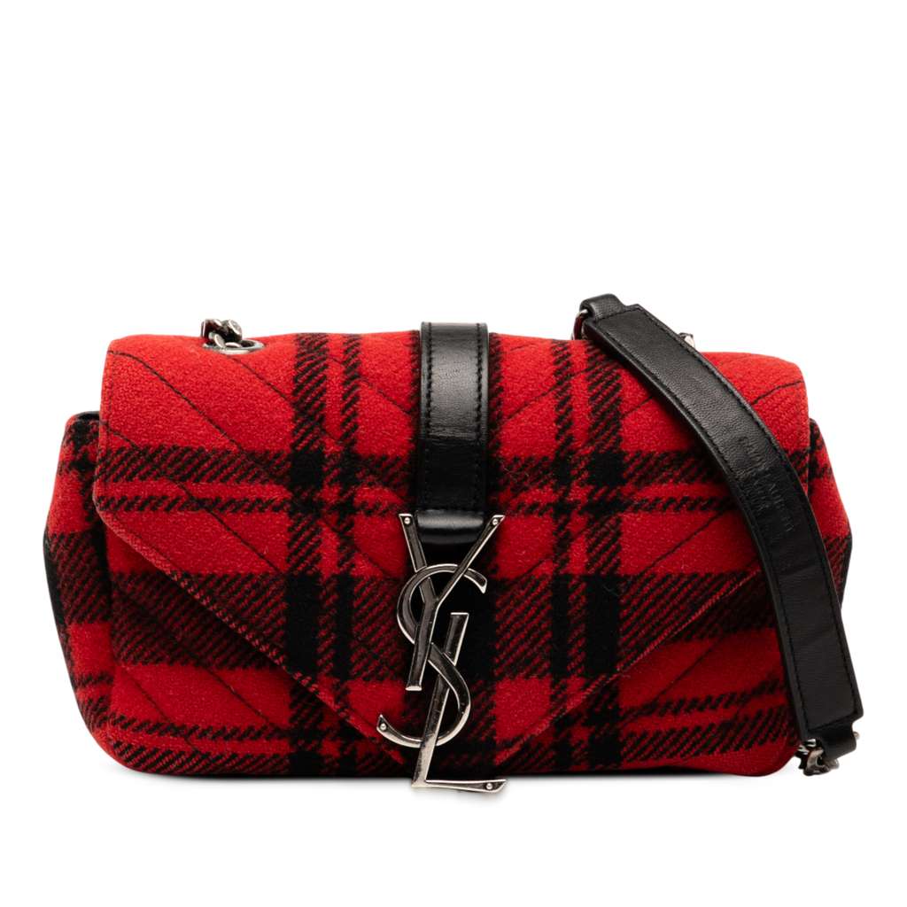 Saint Laurent Baby Chevron Tartan Wool Monogram Classic Chain Bag
