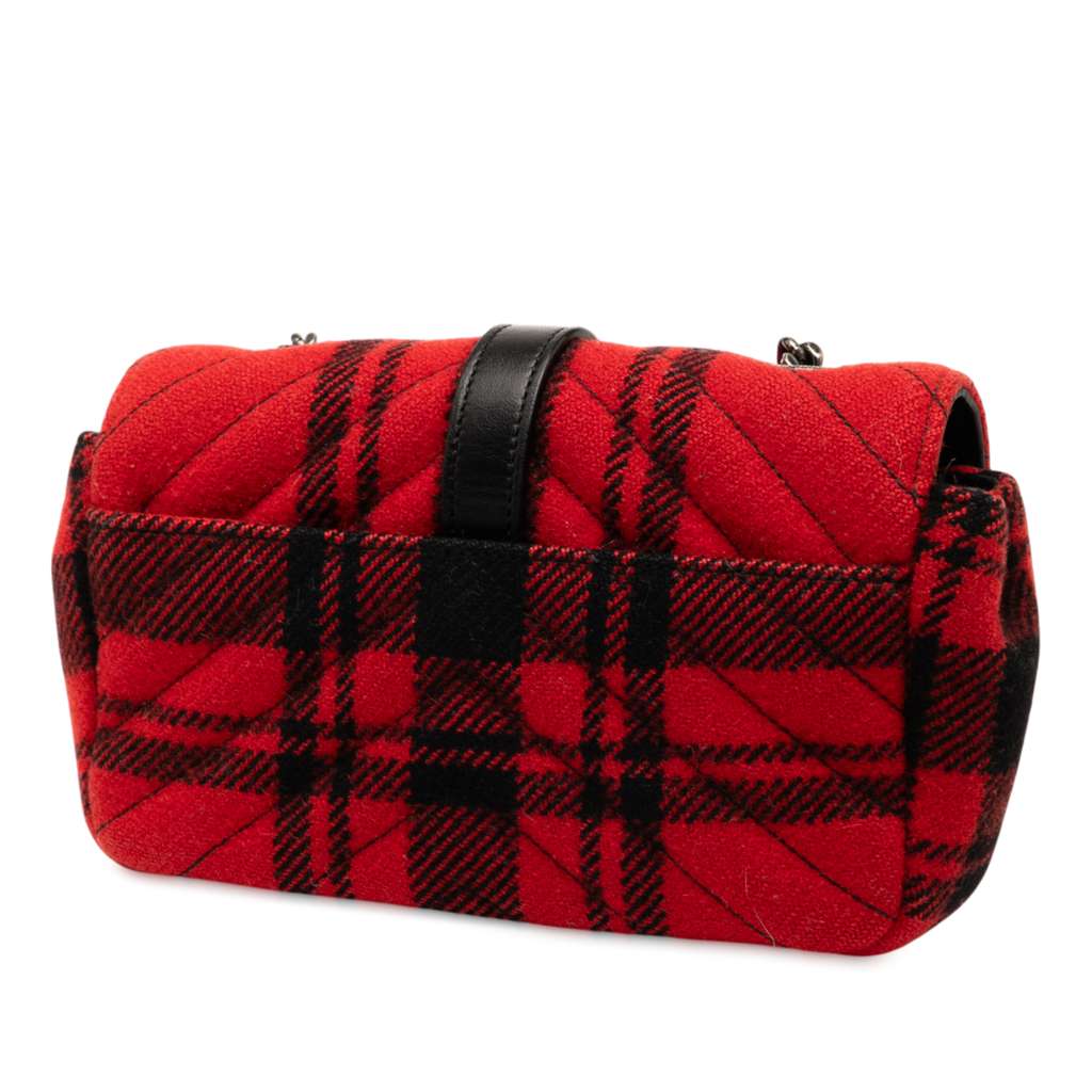 Saint Laurent Baby Chevron Tartan Wool Monogram Classic Chain Bag - Back view