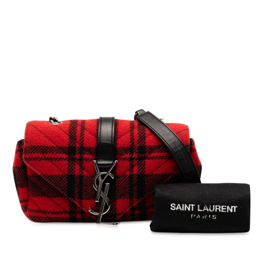 Saint Laurent Baby Chevron Tartan Wool Monogram Classic Chain Bag - Image 10