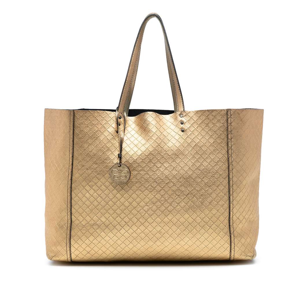 Bottega Veneta Metallic Leather Intrecciomirage Tote
