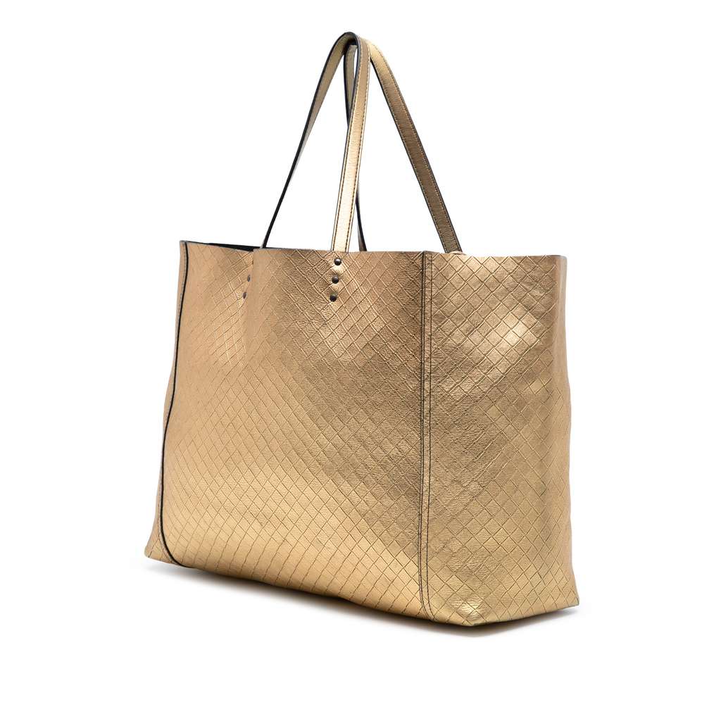 Bottega Veneta Metallic Leather Intrecciomirage Tote - Back view