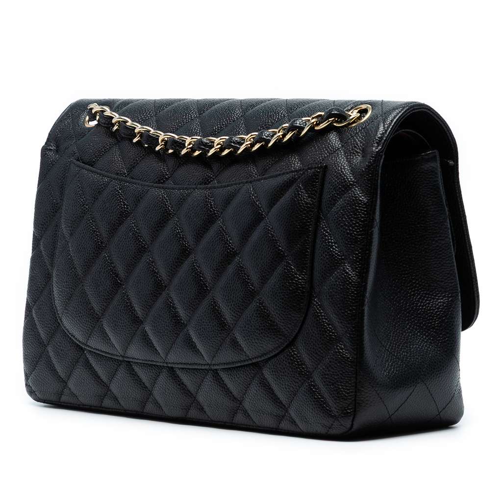 Chanel Jumbo Classic Caviar Double Flap - Back view