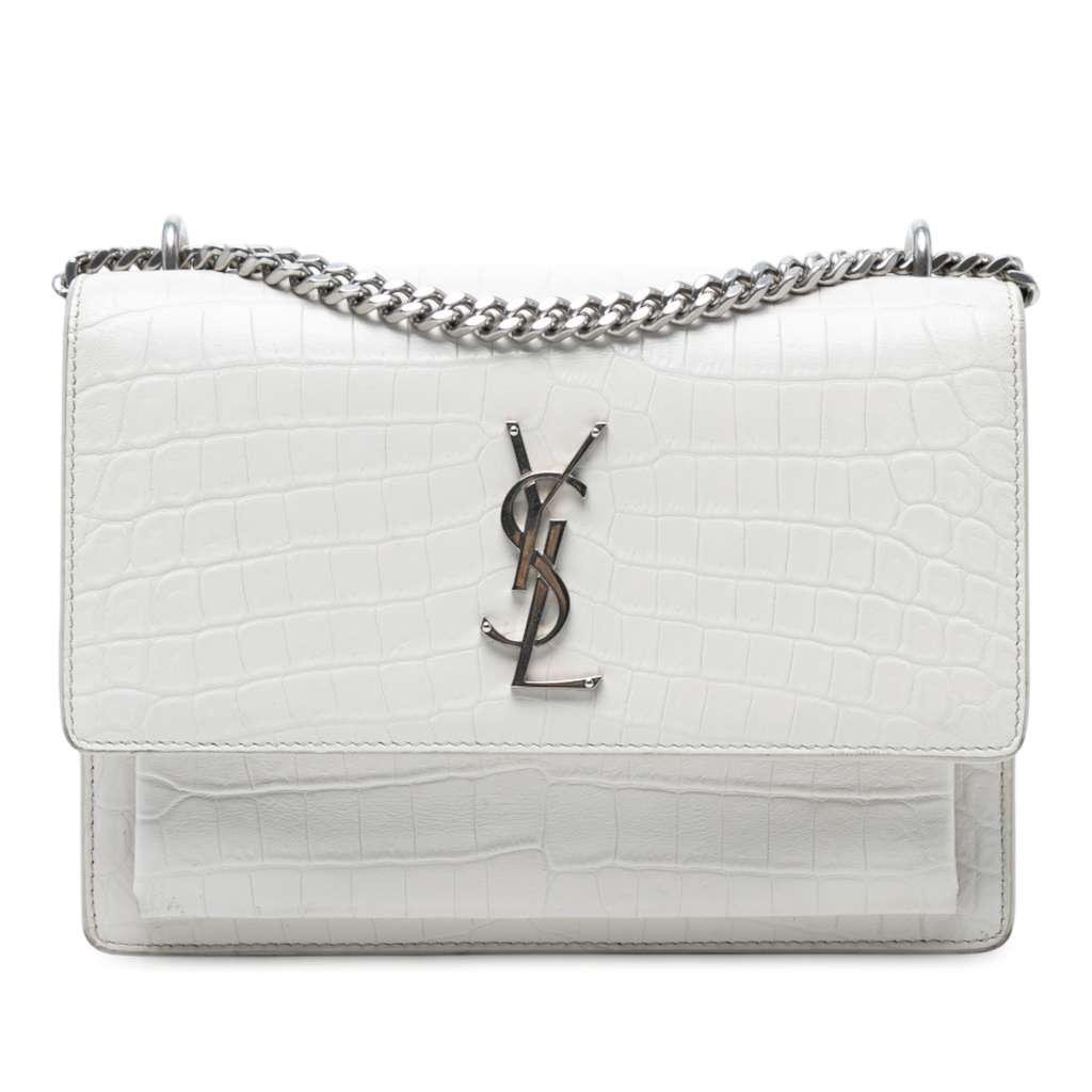 Saint Laurent Medium Croc Embossed Monogram Sunset Bag