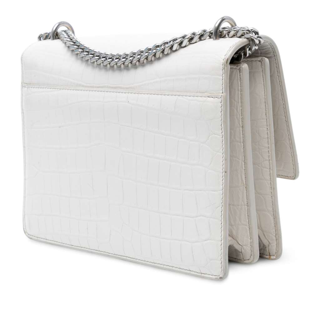 Saint Laurent Medium Croc Embossed Monogram Sunset Bag - Back view