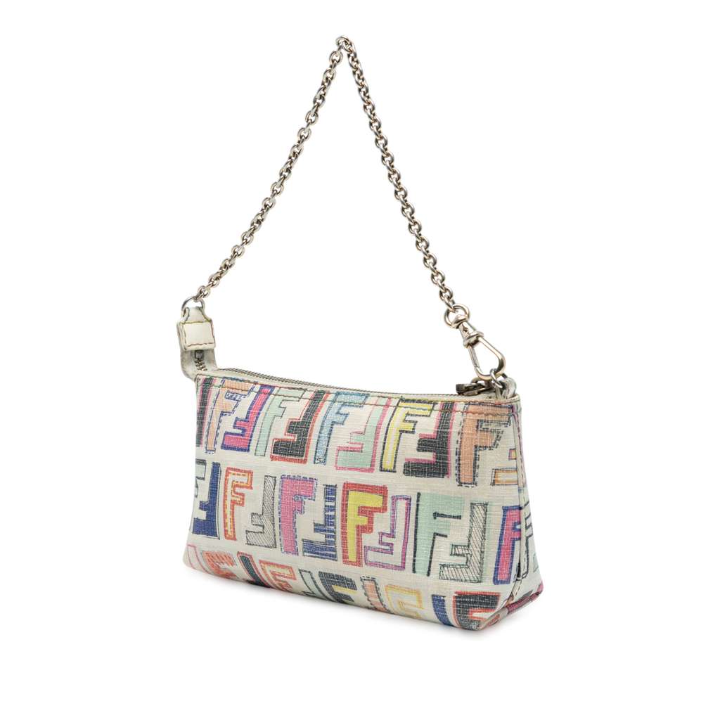 Fendi Multicolor Zucca Spalmati Chain Pochette - Back view