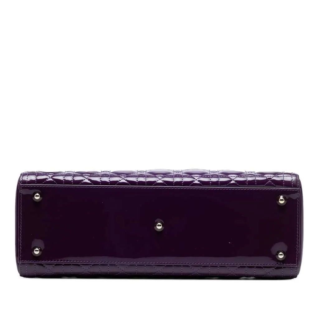 Dior Large Patent Cannage Lady Dior Purple Leather Good - Inside View