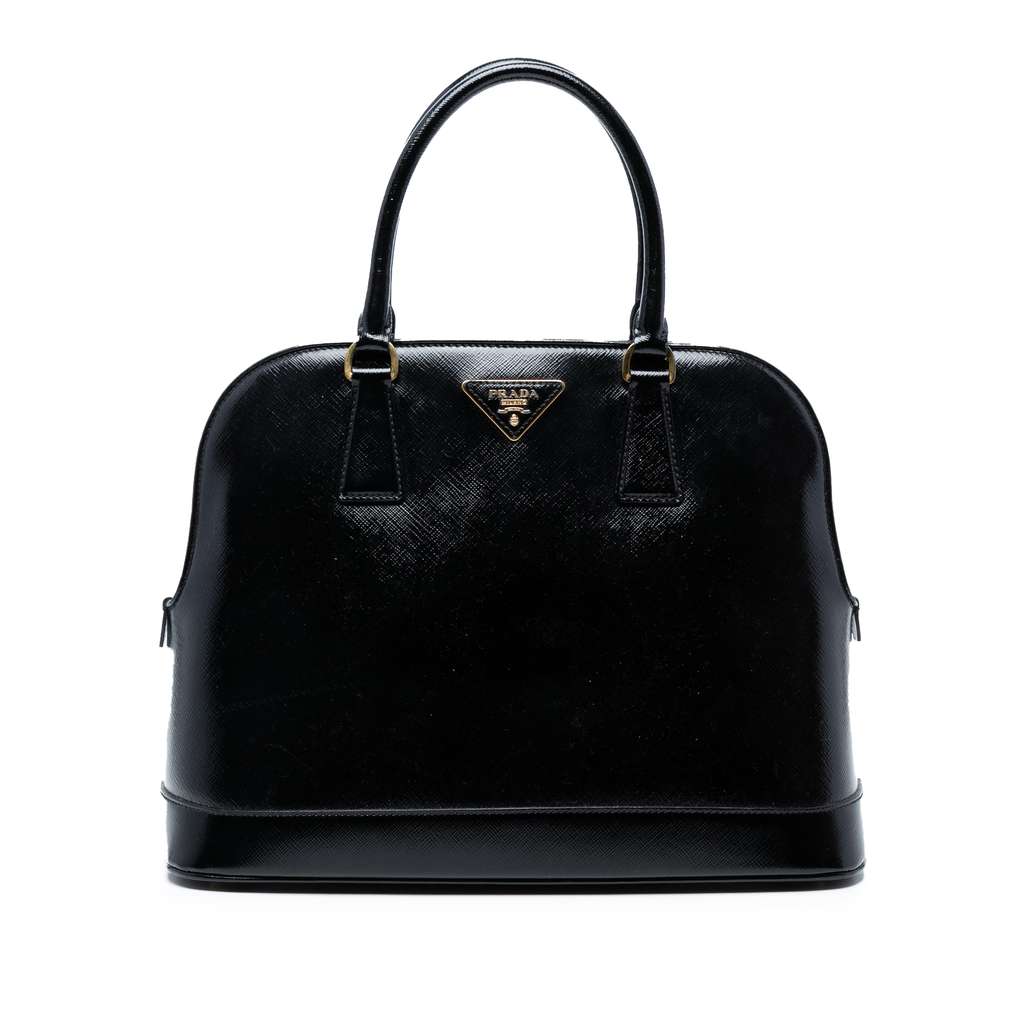 Prada Saffiano Vernice Promenade Dome Satchel