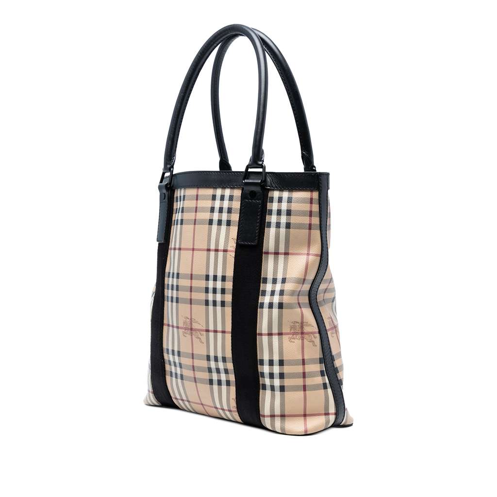 Burberry Haymarket Check Coated Canvas Vertical Tote - Back view