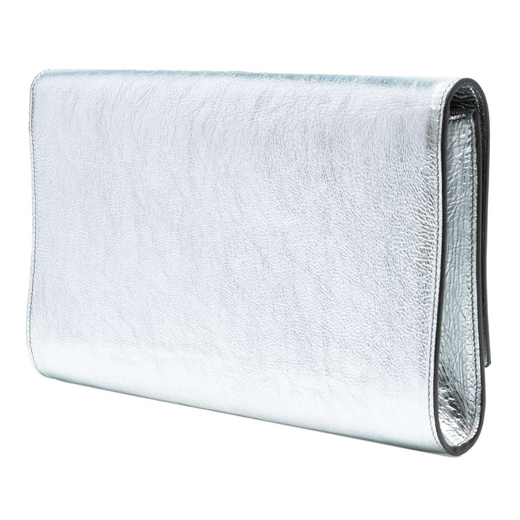 Saint Laurent Large Textured Metallic Calfskin Monogram Belle De Jour Clutch - Back view