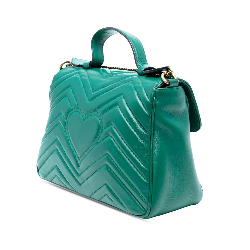 Gucci Small GG Marmont Matelasse Leather Top Handle Bag - Back view