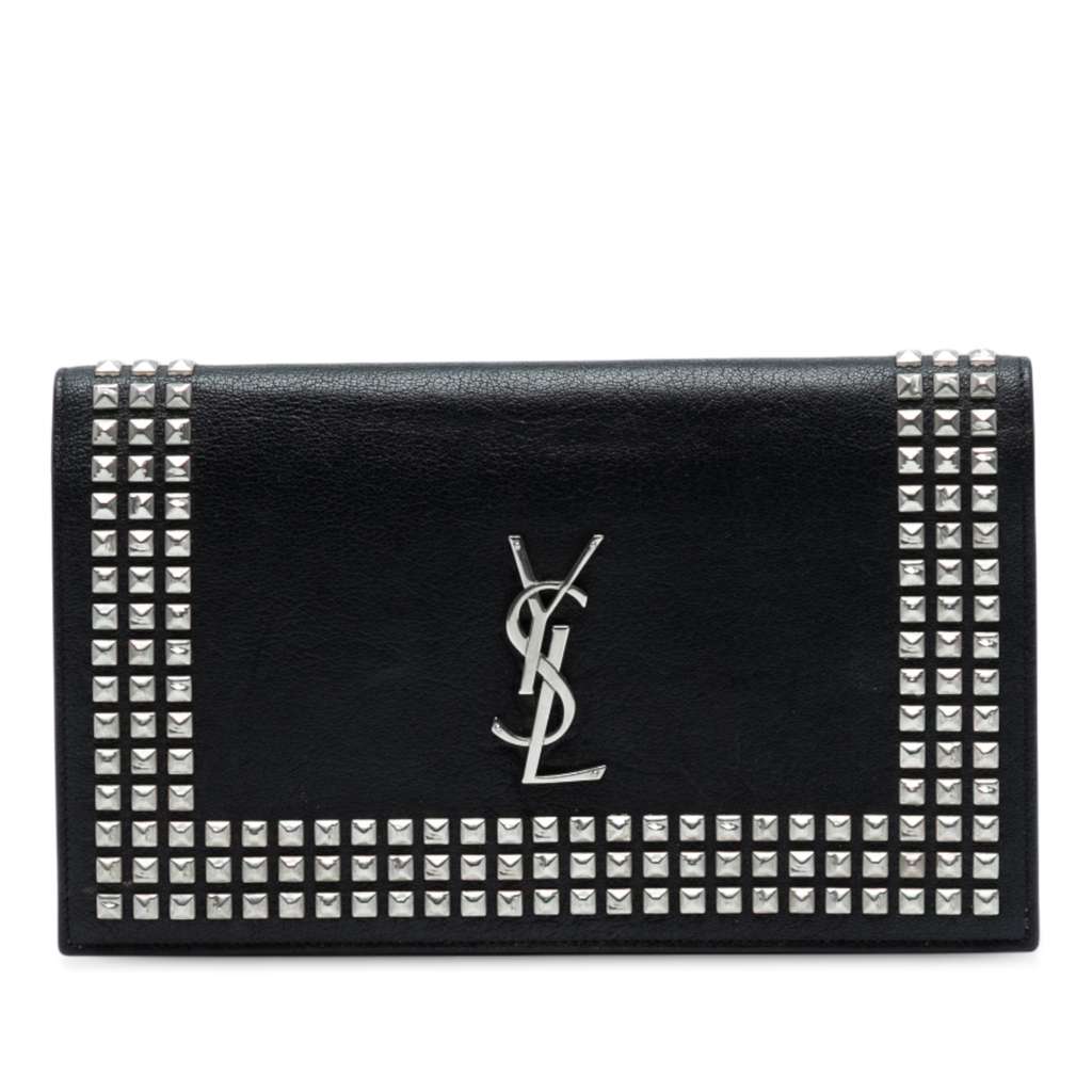 Saint Laurent Studded Leather Monogram Clutch