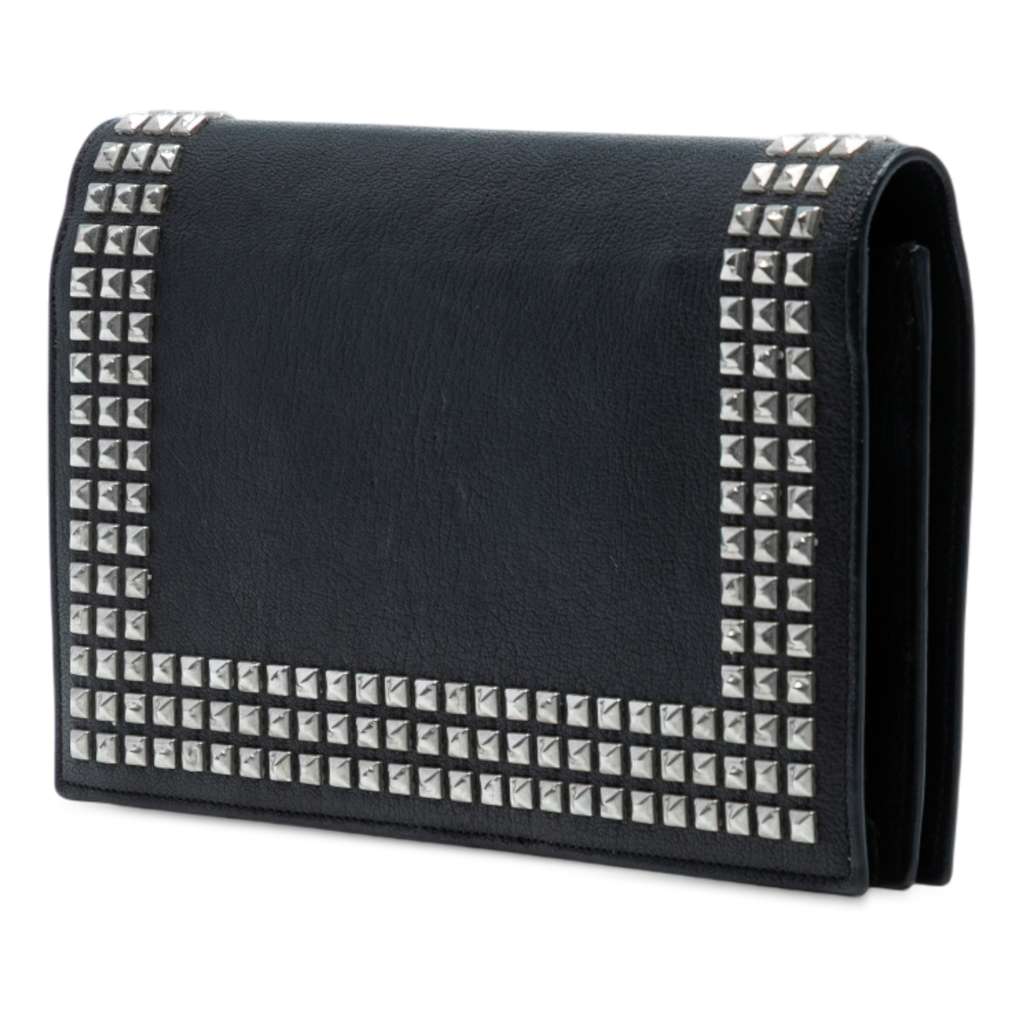 Saint Laurent Studded Leather Monogram Clutch - Back view