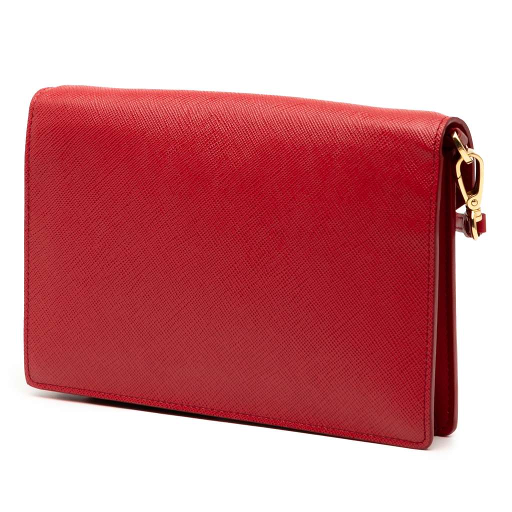 Prada Mini City Calf Trimmed Saffiano Monochrome Envelope Crossbody - Back view