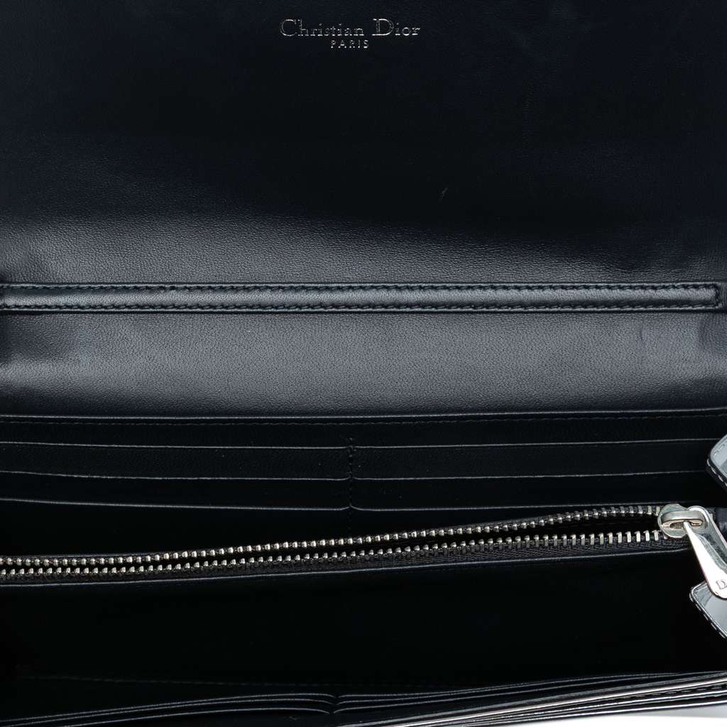 Dior Metallic Patent Microcannage Diorama Wallet on Chain - 4