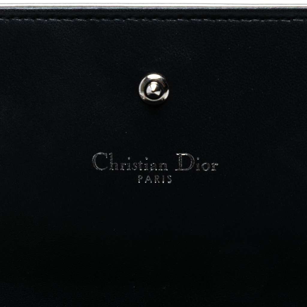 Dior Metallic Patent Microcannage Diorama Wallet on Chain - Side view