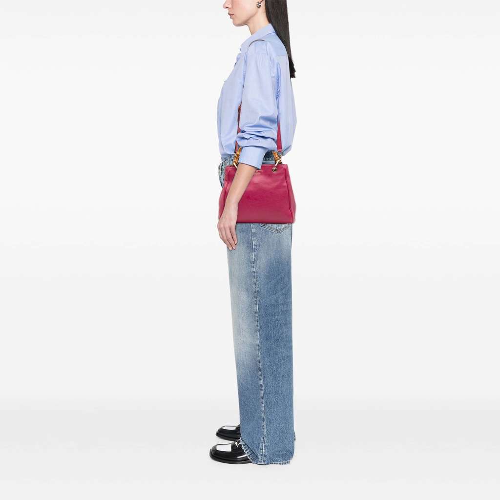 Gucci Small Calfskin Bamboo Shopper Satchel - Image 15