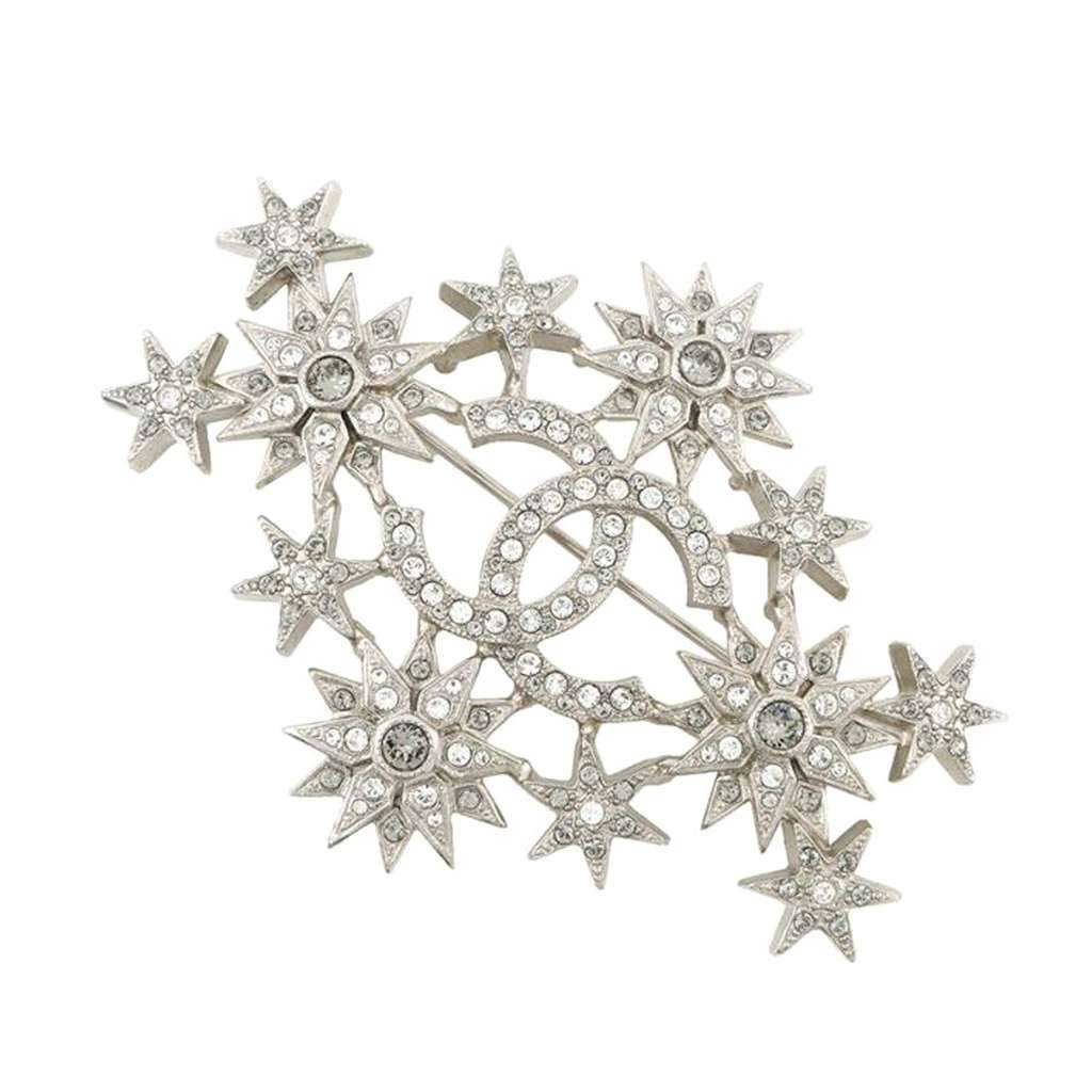 Chanel Gold Plated CC Rhinestones Star Brooch