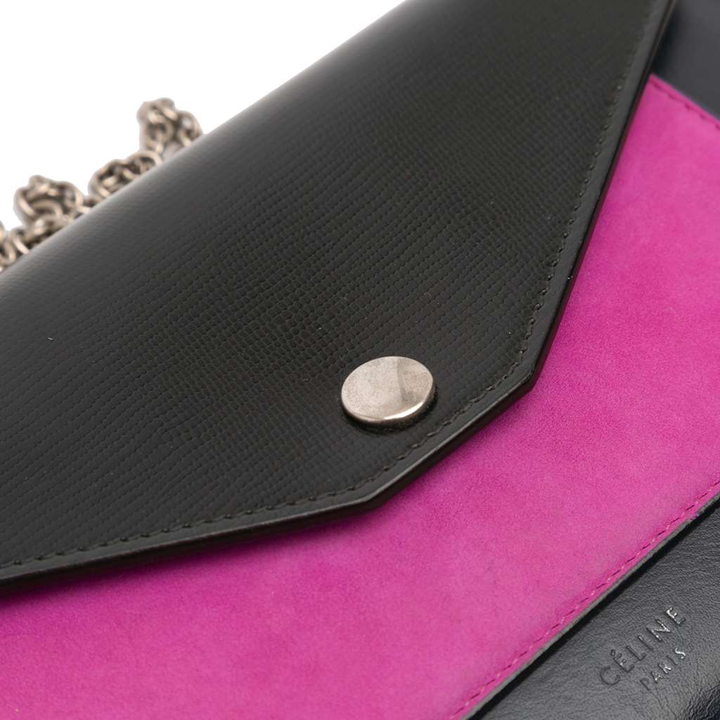 Celine Bicolor Leather Pocket Envelope Wallet On Chain - Detail 2