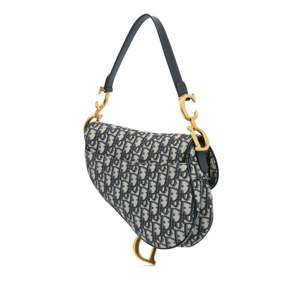 Dior Mini Oblique Canvas Saddle Bag - Back view