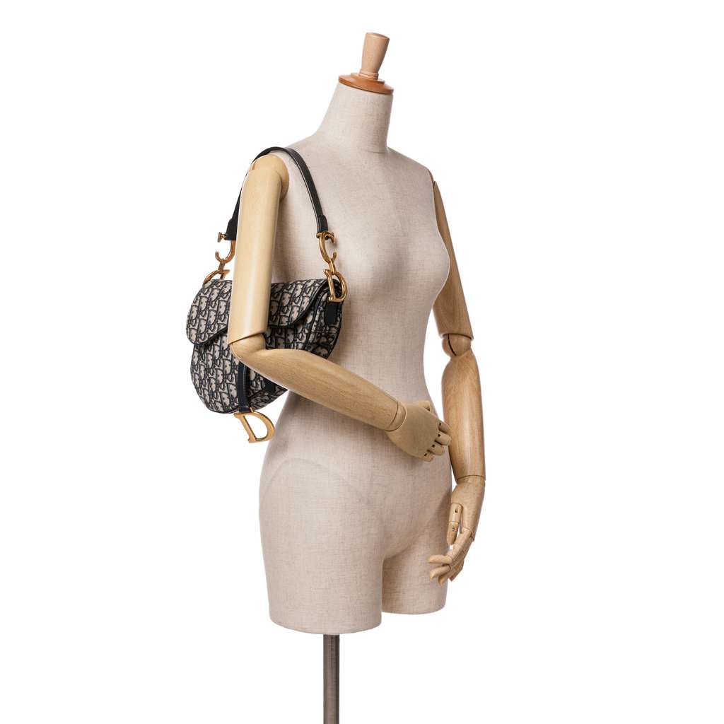 Dior Mini Oblique Canvas Saddle Bag - Image 11