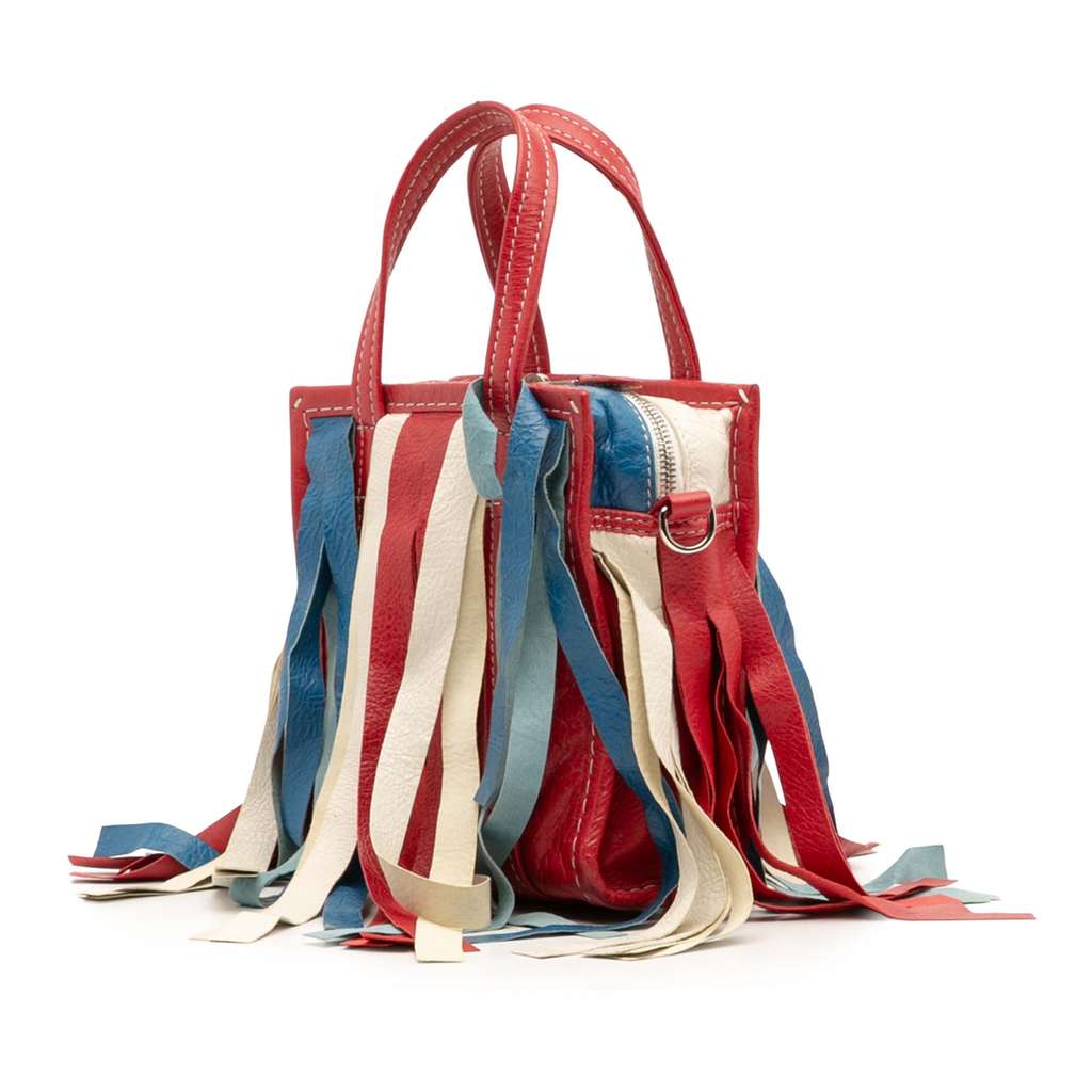 Balenciaga XXS Lambskin Fringe Bazar Shopper Satchel - Back view