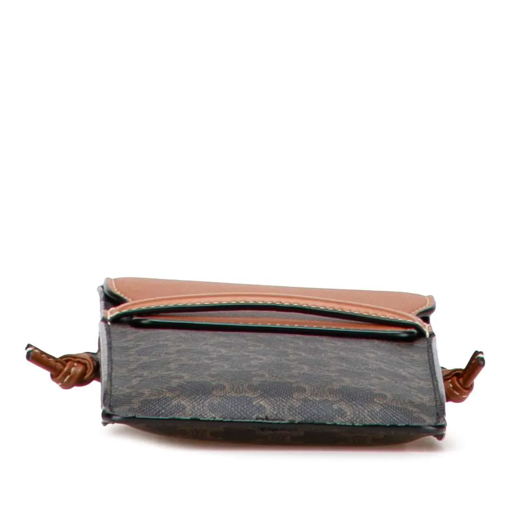 Celine Triomphe Coated Canvas Phone Pouch Flap Crossbody Brown Canvas Good - Inside View