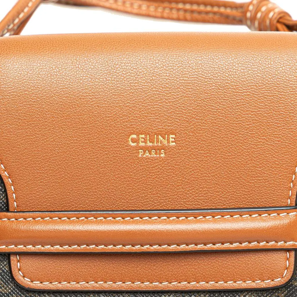 Celine Triomphe Coated Canvas Phone Pouch Flap Crossbody Brown Canvas Good - Box View
