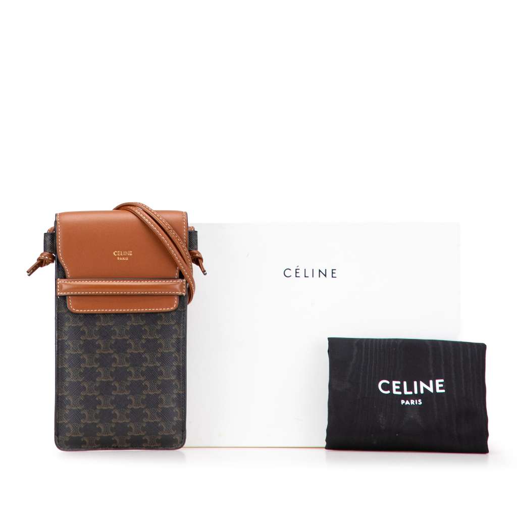 Celine Triomphe Coated Canvas Phone Pouch Flap Crossbody - Image 12