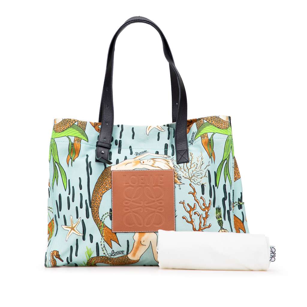 Loewe Paulas Ibiza Medium Canvas Mermaid Print Tote - Image 13