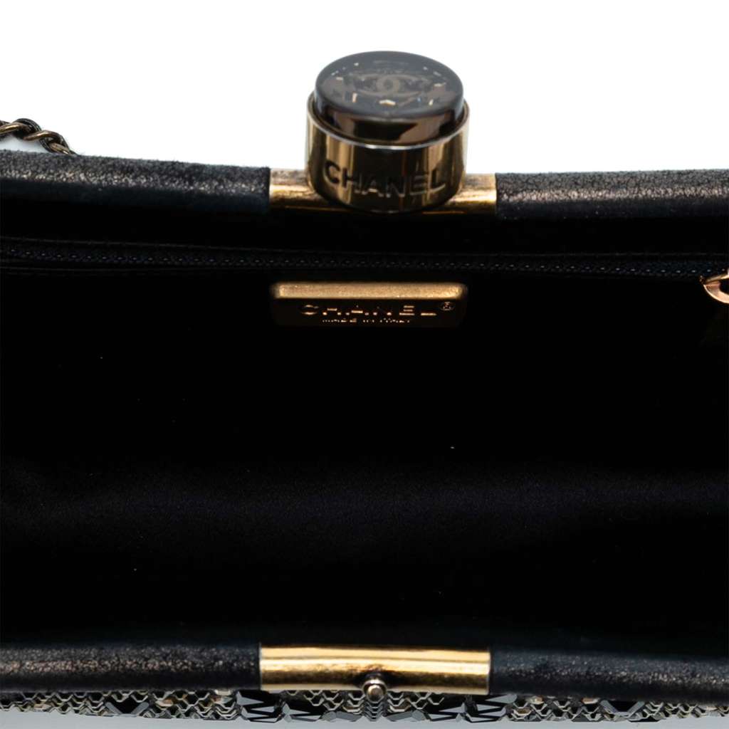 Chanel CC Glitter Lambskin Studded Frame Clutch on Chain - 4