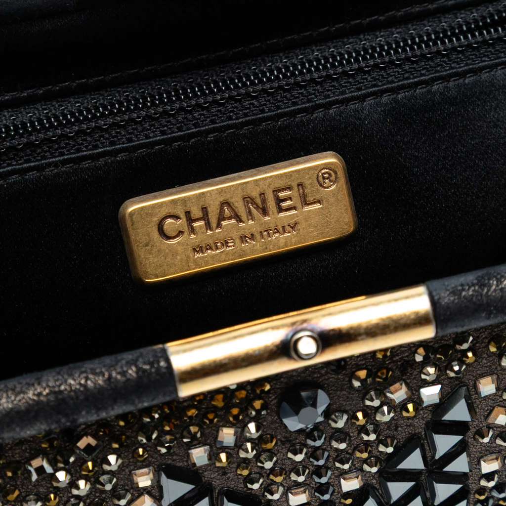 Chanel CC Glitter Lambskin Studded Frame Clutch on Chain - Side view