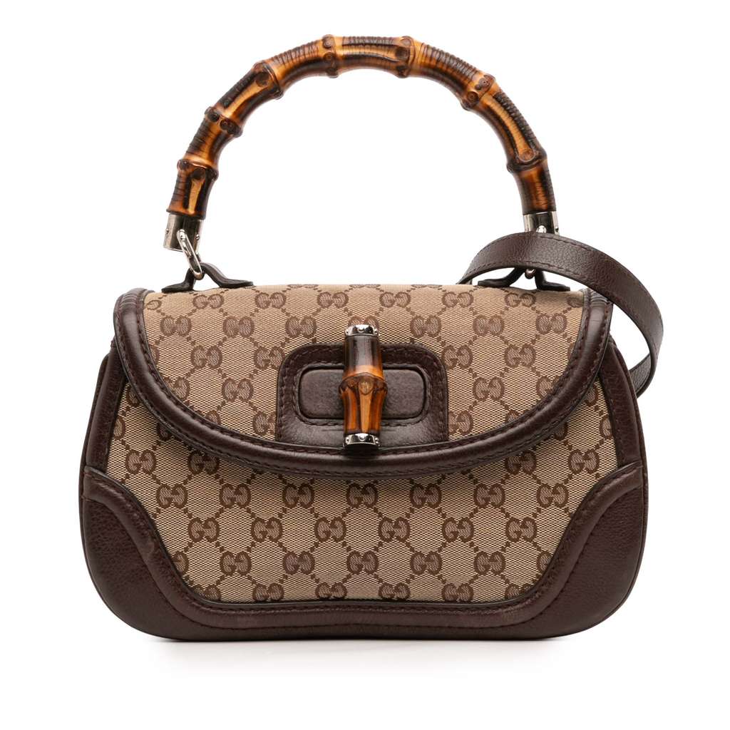 Gucci Medium GG Canvas Bamboo Top Handle Bag