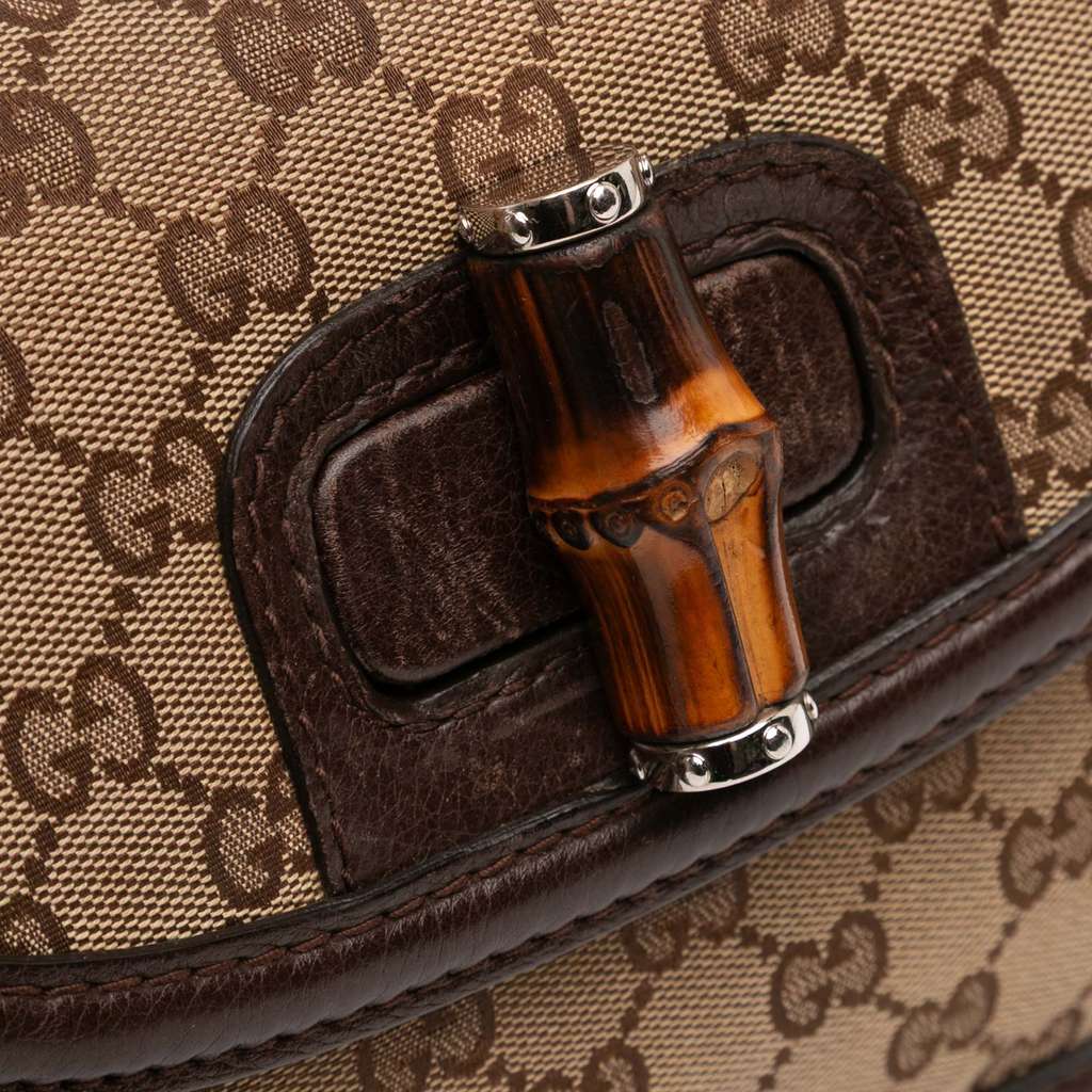 Gucci Medium GG Canvas Bamboo Top Handle Bag - Image 10