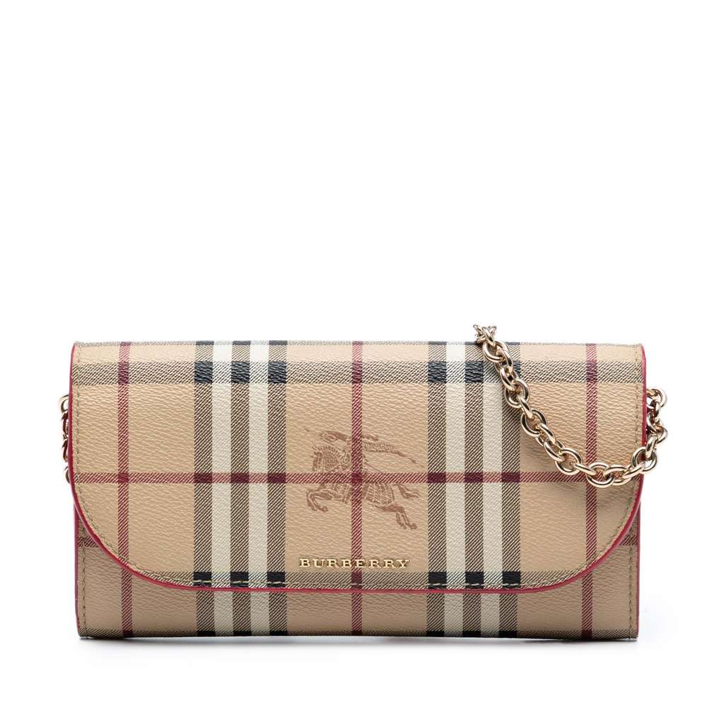 Burberry Haymarket Check Coated Canvas Henley Wallet on Chain