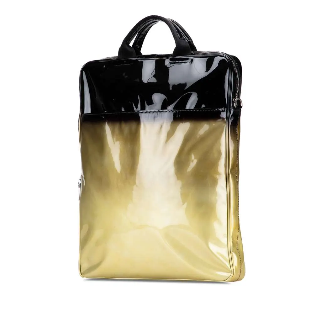 Prada Vernice Sfumato Handbag Gold Leather Good - Back View