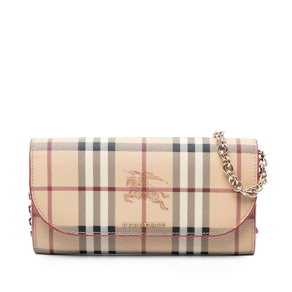Burberry Haymarket Check Coated Canvas Henley Wallet on Chain