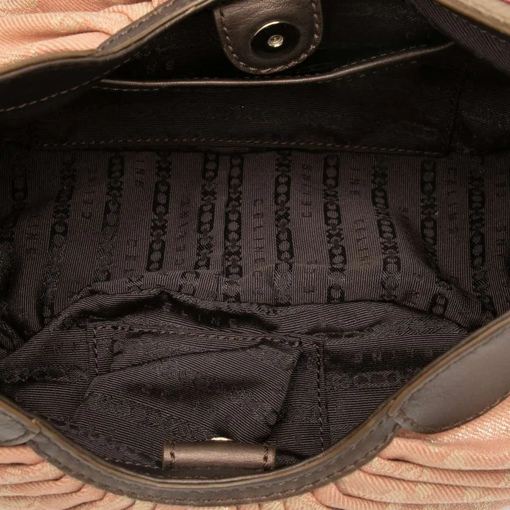 Celine Macadam Denim Pleated Shoulder Bag Pink Denim Good - Model View